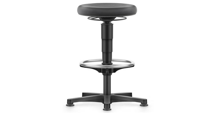 Allround Hocker hoch mit Gleiter und Ring Supertec Farbring grau