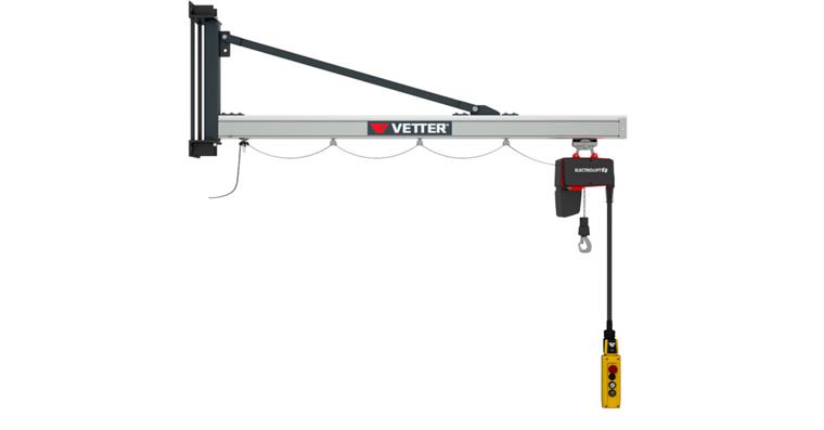 Wandschwenkkran UW 125kg, 2,9m + Standard-Lagerkonsole + Elektrokettenzug