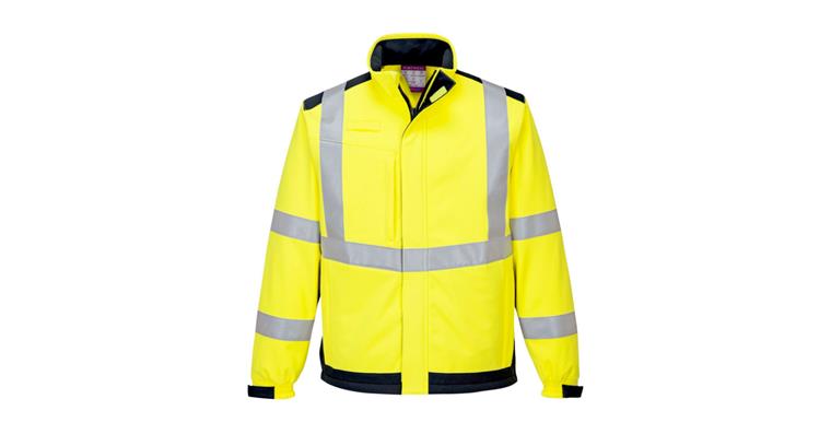 1002675054 Softshell-Jacke Modaflame leuchtgelb/marine Gr.3XL
