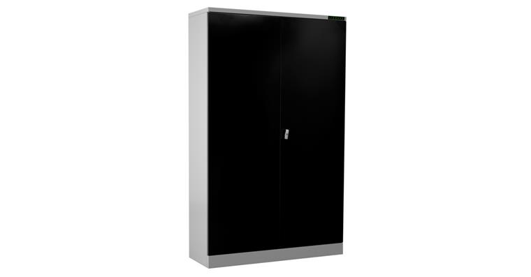 LIZZARD Flügeltürschrank H1950xB1200xT500 mm RAL7035/7016 mit 4 Fachböden