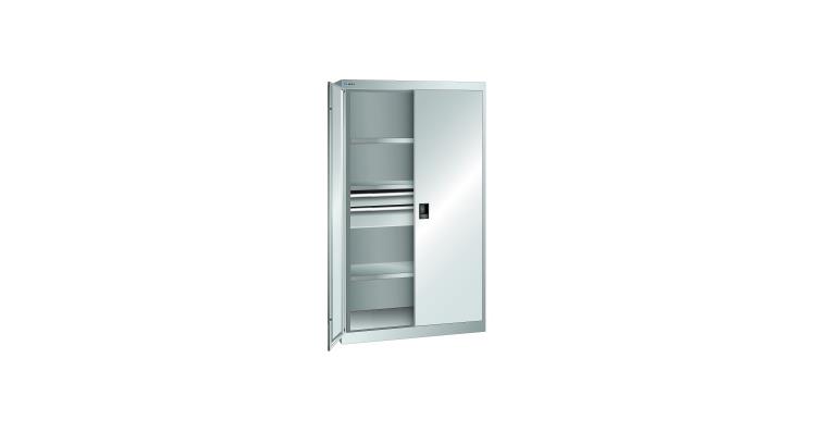 Schwerlastschrank mit 2 Vollblech-Flügeltüren 1100x641x1950mm RAL 7035