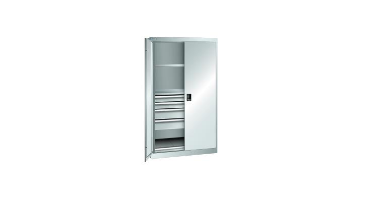 Schwerlastschrank mit 2 Vollblech-Flügeltüren 1100x641x1950mm RAL 7035