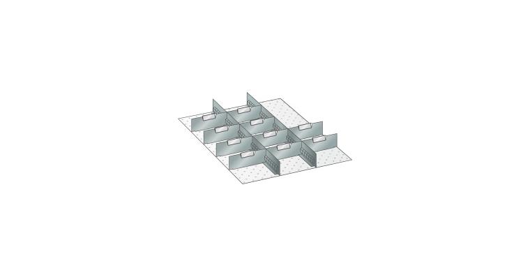 Set Schlitz-Trennbleche 459x612mm FH 100,125mm 2 Schlitzwände, 10 Trennbleche