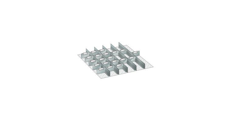 Set Schlitz-Trennbleche  BxT 612x612mm FH100,125mm 5Schlitzwände 20Trennbleche
