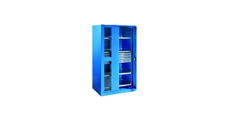 Schwerlastschrank mit 2 Sichtfenster-Einschwenktüren 1146x690x1950mm RAL 5012