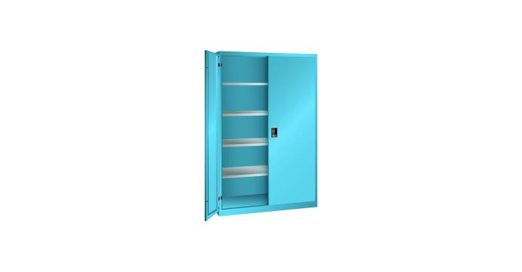 Flügeltürschrank BxTxH 1250x500x1950mm 4 Fachböden RAL 5012