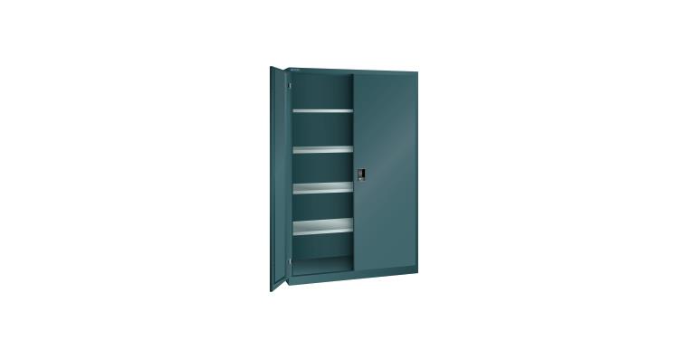Flügeltürschrank BxTxH 1250x580x1950mm 4 Fachböden RAL 7016