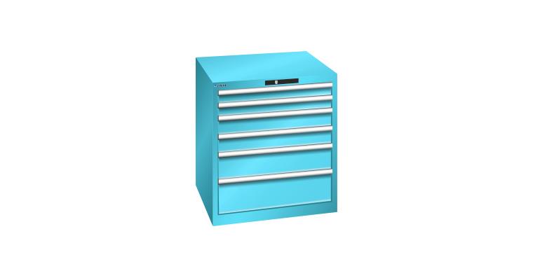 Schubladenschrank 717x725x800mm 6 Schubladen 2x75/2x100/1x150/1x200 RAL5012