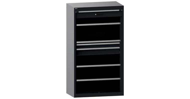 Schwerlastschrank mit Rollladen 1100x641x1950mm RAL 7016