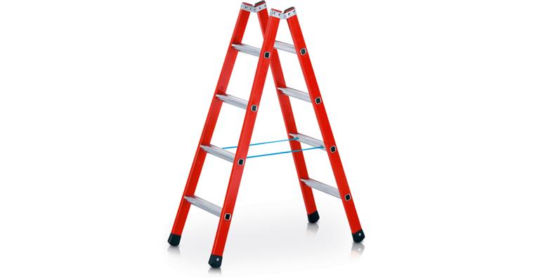 GFK Mischbau-Sprossen-Stehleiter 2x12 Sprossen EFAmixB Leiternlänge 3,58 m
