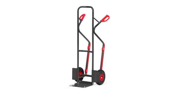 1081310501 Steel tube trolley load cap. 300kg air tyres shovel LxW 250x320 mm RAL 7016