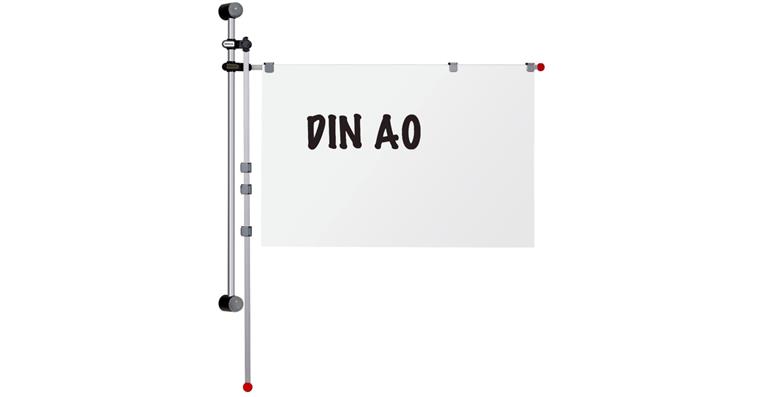 1082582101 Planhalter Wand mit 2 Aluminium-Schwenkarmen DIN A0 und je 3 Magnetclips