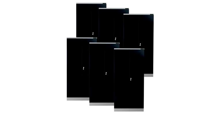 LIZZARD Flügeltürschrank H1950xB920xT500 mm RAL7035/7016 mit 4 Fachböden 6er-Set