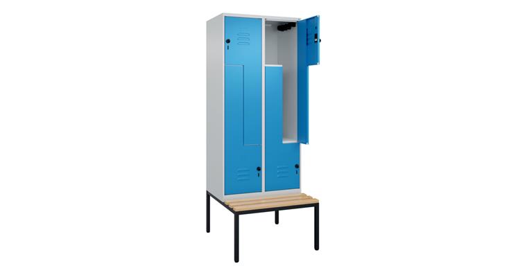 Z-Spind Classic PLUS, Bank, 4 Fächer, 2120x800x815mm RAL 7035/5012