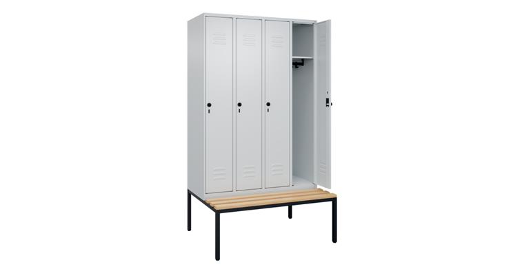 Spind Classic PLUS, Bank, 4 Abteile, 2120x1200x815mm RAL 7035/7035