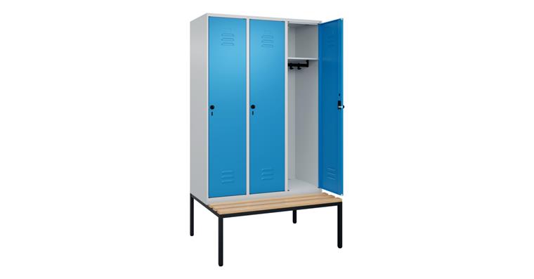 Spind Classic PLUS, Bank, 3 Abteile, 2120x1200x815mm RAL 7035/5012