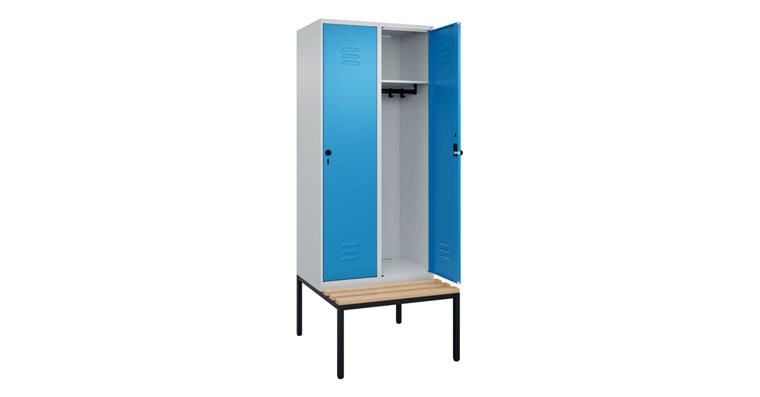 Spind Classic PLUS, Bank, 2 Abteile, 2120x800x815mm RAL 7035/5012