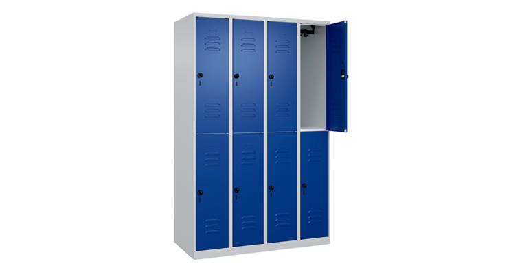 Doppelstock-Spind Classic PLUS, 8 Fächer, 1850x1200x500mm RAL 7035/5010