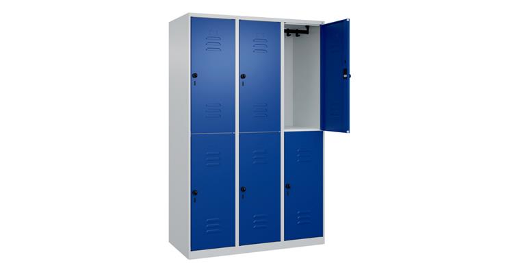 Doppelstock-Spind Classic PLUS, 6 Fächer, 1850x1200x500mm RAL 7035/5010
