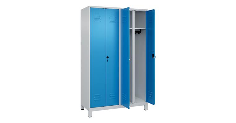 Schwarz-Weiß-Spind Classic PLUS, Füße, für 2 Personen, 1950x1200x500mm 7035/5012