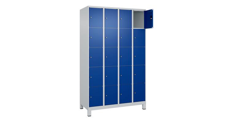 1085214311 Schließfachschrank Classic PLUS, Füße, 20 Fächer, 1950x1200x500mm RAL 7035/5010