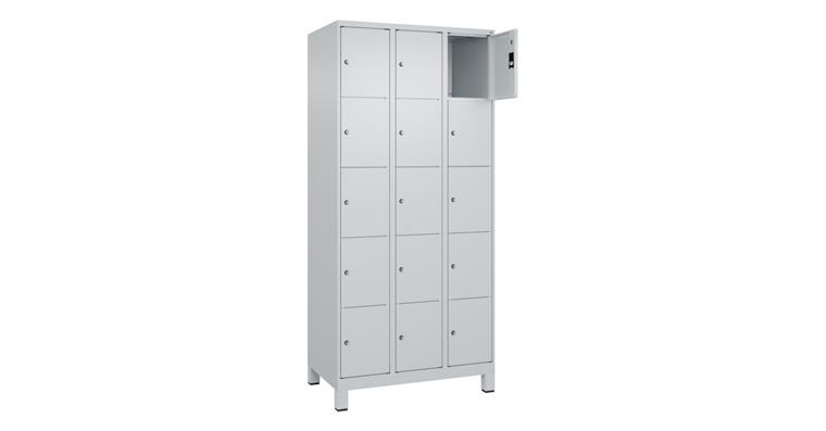 1085214212 Schließfachschrank Classic PLUS, Füße, 15 Fächer, 1950x900x500mm RAL 7035/7035