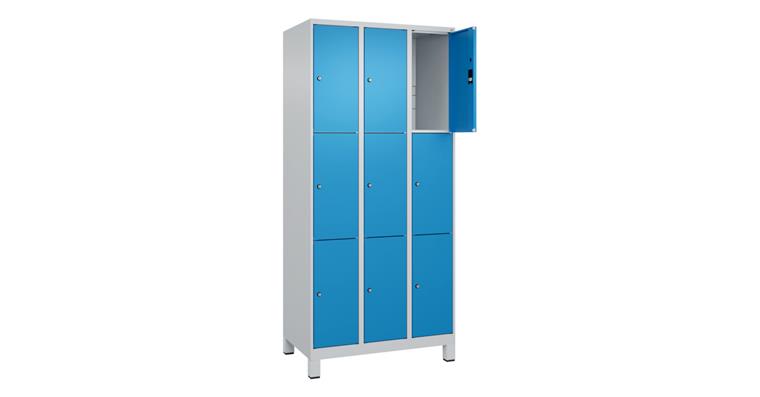1085214202 Schließfachschrank Classic PLUS, Füße, 9 Fächer, 1950x900x500mm RAL 7035/5012
