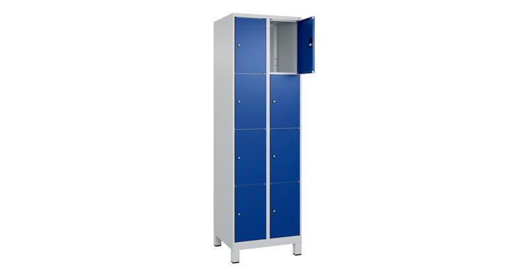1085214107 Schließfachschrank Classic PLUS, Füße, 8 Fächer, 1950x600x500mm RAL 7035/5010