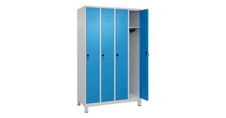 Spind Classic PLUS, Füße, 4 Abteile, 1950x1200x500mm RAL 7035/5012