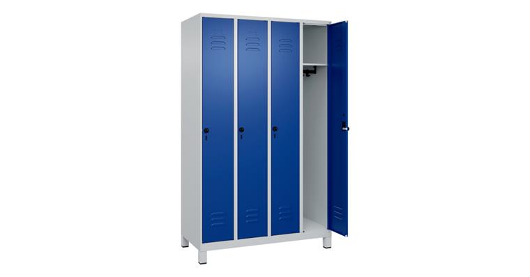 Spind Classic PLUS, Füße, 4 Abteile, 1950x1200x500mm RAL 7035/5010