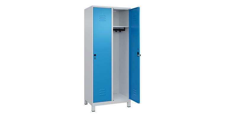 Spind Classic PLUS, Füße, 2 Abteile, 1950x800x500mm RAL 7035/5012