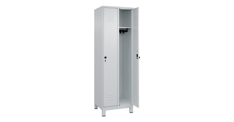 Spind Classic PLUS, Füße, 2 Abteile, 1950x600x500mm RAL 7035/7035