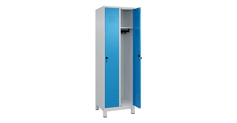 Spind Classic PLUS, Füße, 2 Abteile, 1950x600x500mm RAL 7035/5012