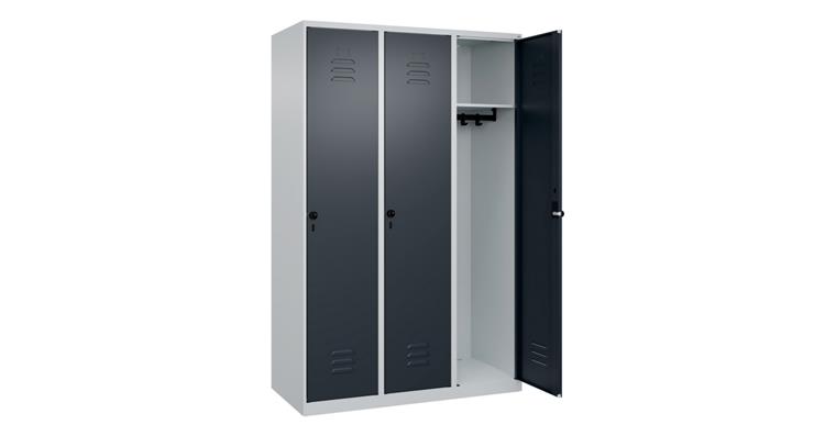Spind Classic PLUS, 3 Abteile, 1850x1200x500mm RAL 7035/7016