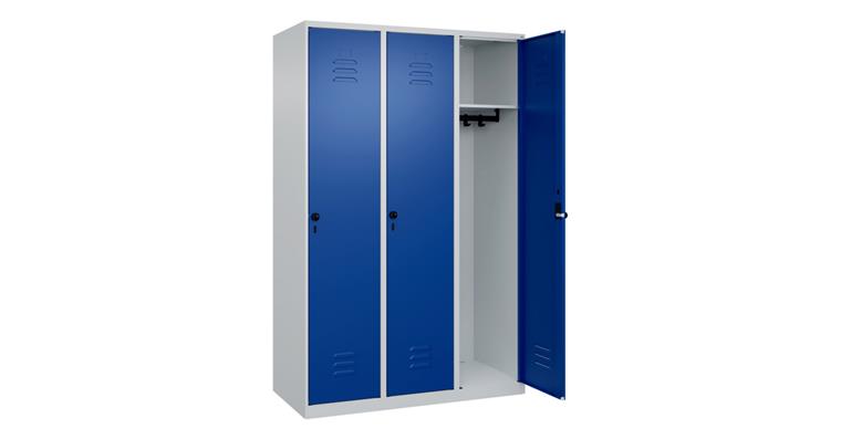 Spind Classic PLUS, 3 Abteile, 1850x1200x500mm RAL 7035/5010