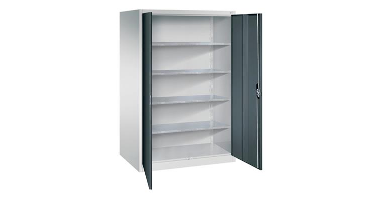 Flügeltür-Werkzeugschrank HxBxT 1950X1200X800 mm 4 Einlege Böden RAL 7035/7016