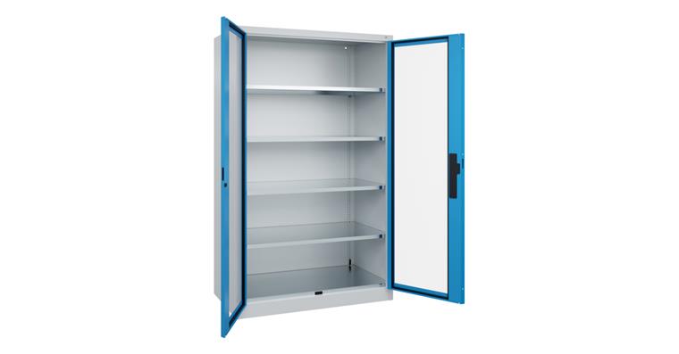 Flügeltür-Werkzeugschrank Acurado, Sichtfenstertüren, 1950x1200x600mm 7035/5012