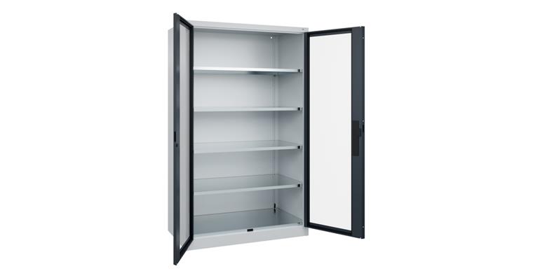 Flügeltür-Werkzeugschrank Acurado, Sichtfenstertüren, 1950x1200x600mm 7035/7016