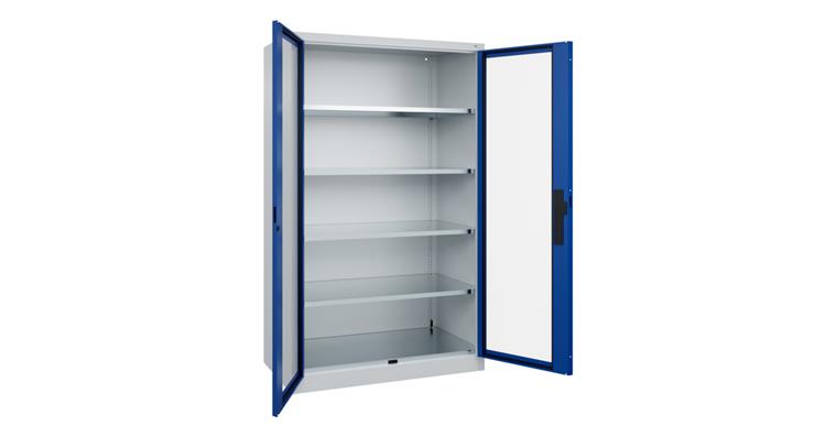 Flügeltür-Werkzeugschrank Acurado, Sichtfenstertüren, 1950x1200x600mm 7035/5010
