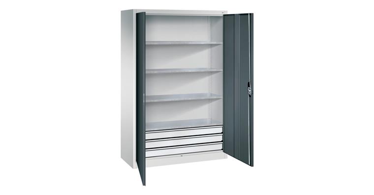 Großraum-Werkzeugschrank 1950 x 1200 x 500 RAL7035/7016 Schubladenblock unten