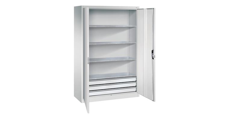 Großraum-Werkzeugschrank 1950x1200x500 RAL7035/7035 Schubladenblock unten