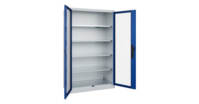 Flügeltür-Werkzeugschrank Acurado, Sichtfenstertüren, 1950x1200x500mm 7035/5010