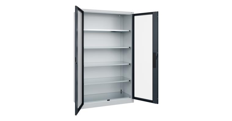 Flügeltür-Werkzeugschrank Acurado, Sichtfenstertüren, 1950x1200x500mm 7035/7016