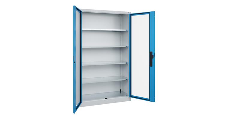 Flügeltür-Werkzeugschrank Acurado, Sichtfenstertüren, 1950x1200x400mm 7035/5012