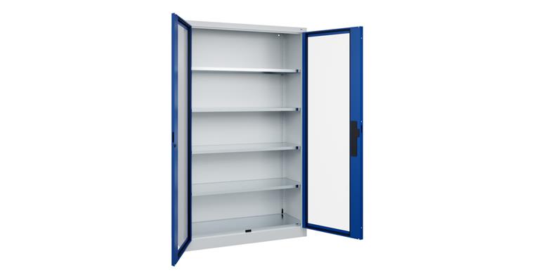 Flügeltür-Werkzeugschrank Acurado, Sichtfenstertüren, 1950x1200x400mm 7035/5010