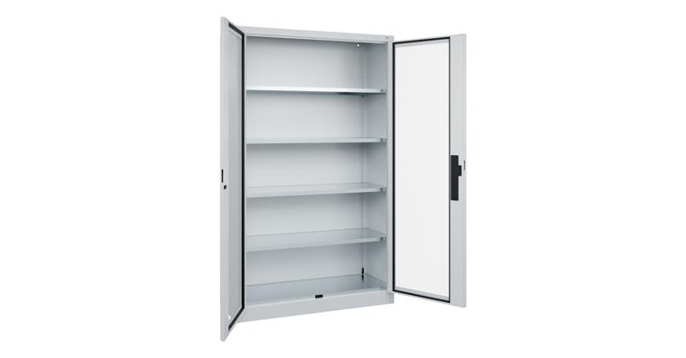 Flügeltür-Werkzeugschrank Acurado, Sichtfenstertüren, 1950x1200x400mm 7035/7035