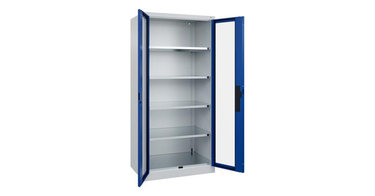 Flügeltür-Werkzeugschrank Acurado, Sichtfenstertüren, 1950x930x600mm 7035/5010
