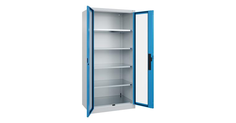Flügeltür-Werkzeugschrank Acurado, Sichtfenstertüren, 1950x930x600mm 7035/5012