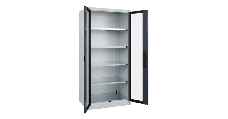 Flügeltür-Werkzeugschrank Acurado, Sichtfenstertüren, 1950x930x600mm 7035/7016