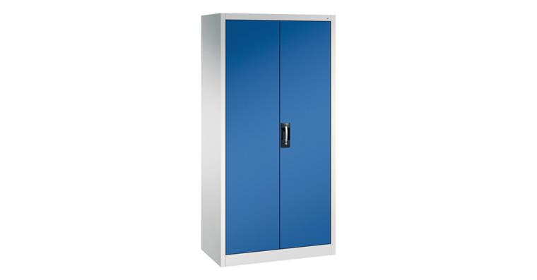 Flügeltür-Werkzeugschrank mit Kleiderstange RAL7035/5010 1950x930x500 mm